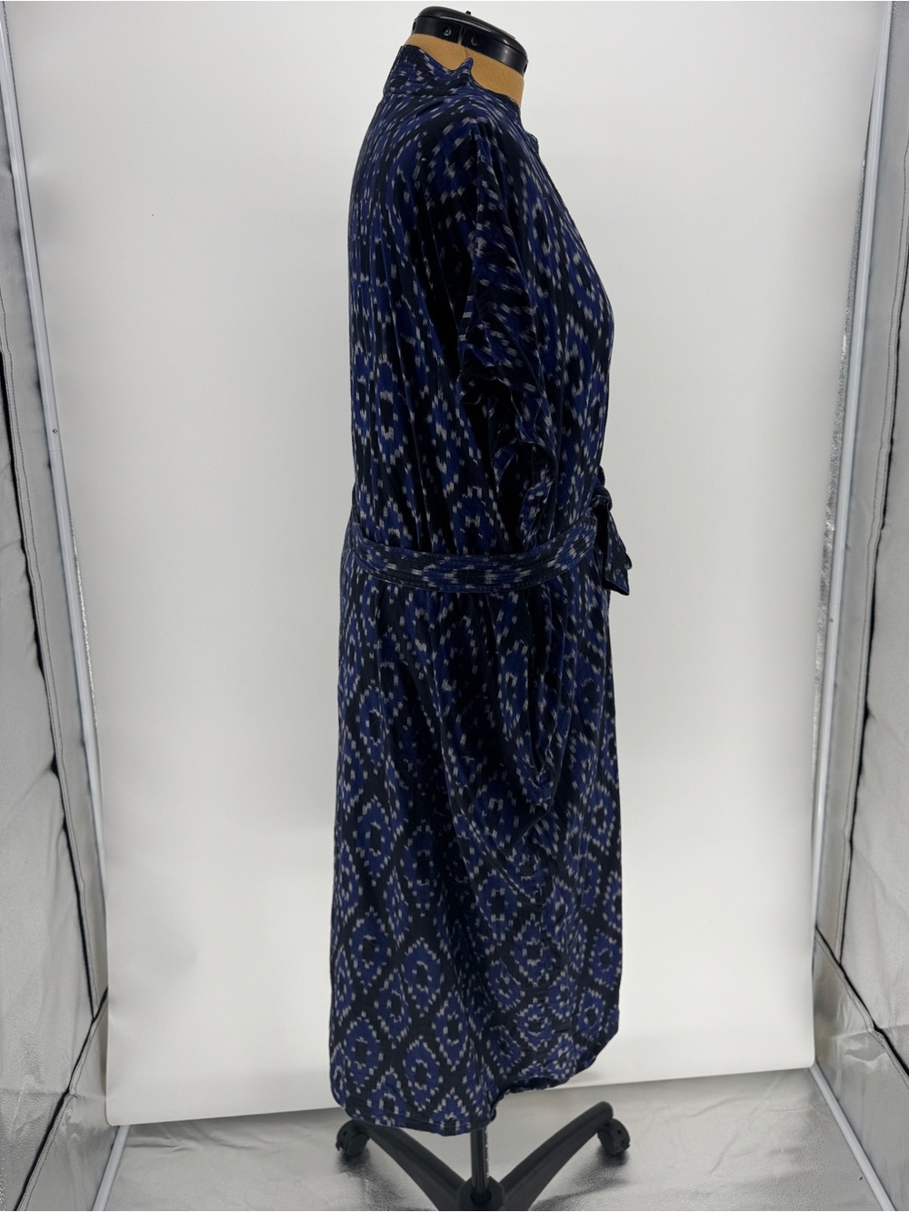 Rejutha Sheth 2x/3x Blue and Black Belted Long Tunic/Midi dress with front slit - Picture 4 of 4